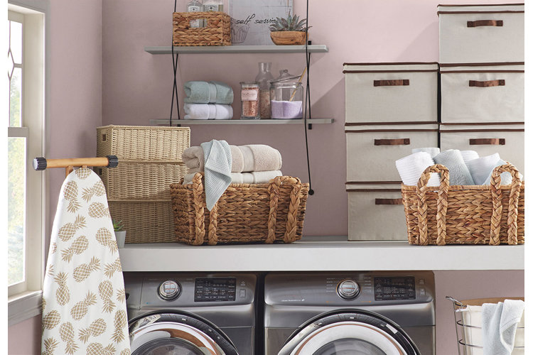 Laundry room outlet baskets